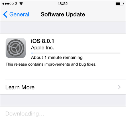 iOS 8.0.1 downloading