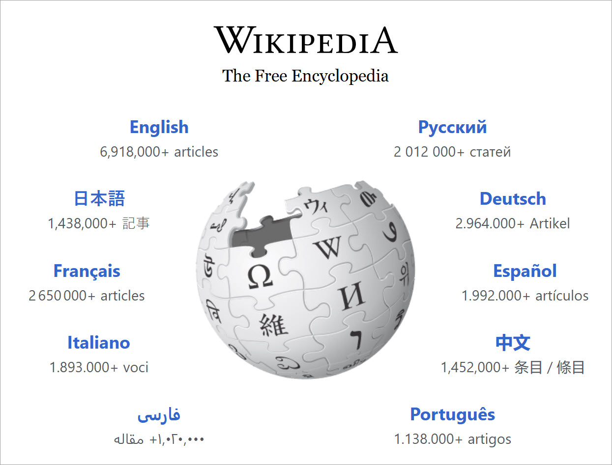 Wikipedia home page.